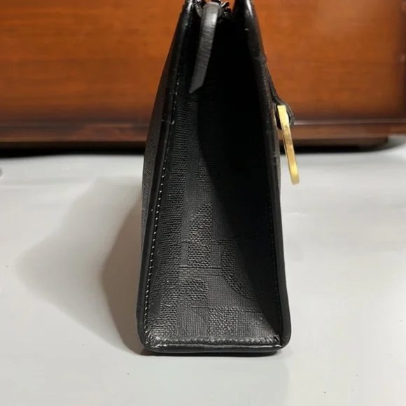 CHRISTIAN DIOR VINTAGE BLACK MONOGRAM CANVAS CLUTCH - Picture 14 of 16